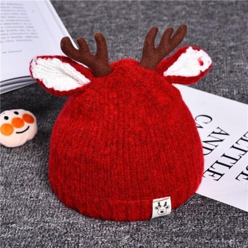 Cute Cartoon Elk Baby Hat Winter Christmas Knitted Kids Hat Warm Infant Baby Boy Girls Cap Ear Protection Children Beanie Bonnet