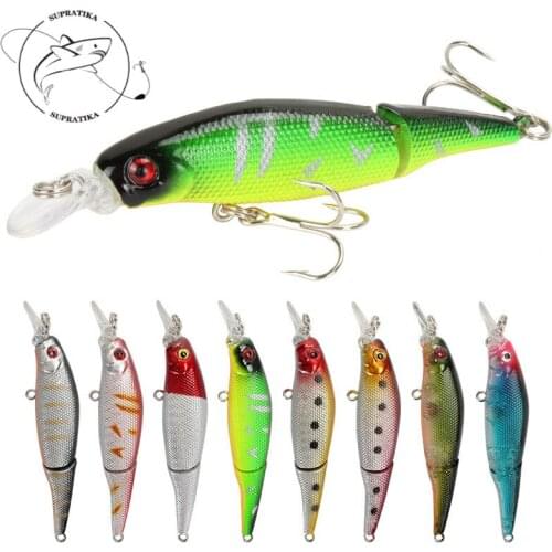 Multi-section Plastic Hard Bait 8pcs/set 8.5cm/7.4g 6# Hook Sea Fishing Lure Sea Bionic Bait Wobblers Depth Dive 0.5-1.5m