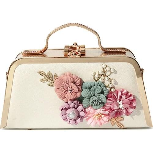 Fashion Box 3D Flower Women Evening Bag Designer Handbags Luxury Acrylic Chains Shoulder Crossbody Bags Lady Party Clutch Purses