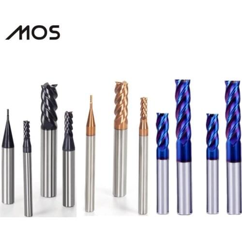 MOS End Mill 4 Flutes HRC50° HRC55° HRC65°Tungsten Carbide Steel Milling Cutter 1mm to 20mm 4F End Mill CNC Lathe Cutting Tool