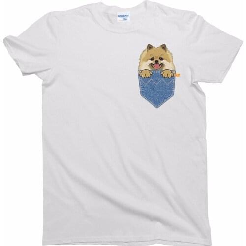 Mens Fashion Print Original Pomeranian Pocket Dog T-Shirt Mens Ladies Unisex Fit 3D Printed Tee Shirt Streetwear