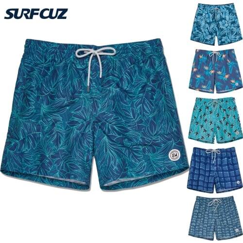 SURFCUZ Mens Swim Trunks Quick Dry Summer Surfing Shorts with Mesh Lining and Pockets Beach Board Shorts Swimming Shorts for Men