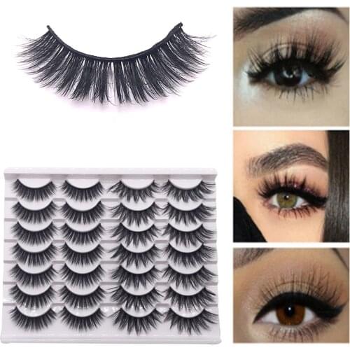 14Pairs/Set Faux Mink Hair False Eyelashes Wispy Criss-cross Fluffy Thick Natural Handmade Lash Cruelty-free Eye Makeup Tools