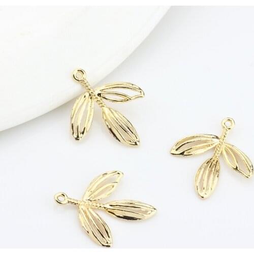 6pcs/lot Zinc Alloy Leaves Charms Pendant For DIY Fashion Drop Earrings Making Finding Accessories