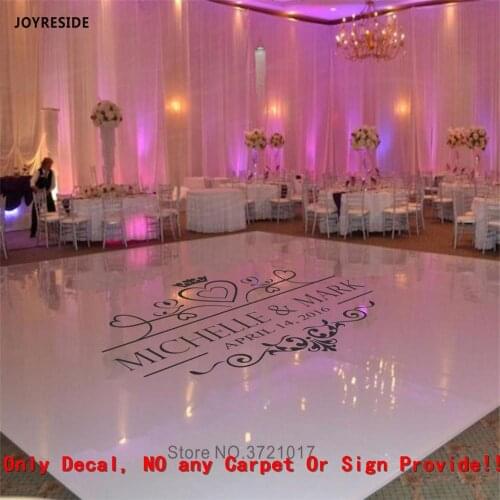 JOYRESIDE Dancie Party Floor Decal Wedding Party Decals Sticker Customed Name Date Vinyl Mural Stickers Removable Design A1731