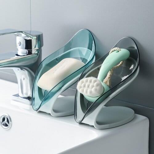 GURET Transparent Soap Dish For Bathroom Non Slip Soap Holder Drain Brush Storage Box For Home And Kitchen Bathroom Accessories