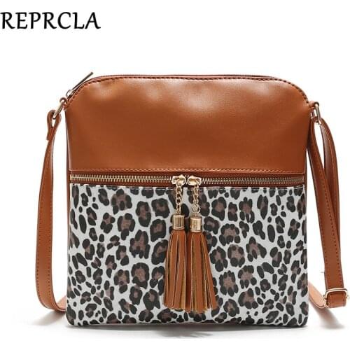 REPRCLA Vintage Leopard Women Bags Tassel Flap Crossbody Shoulder Bag Ladies Leather Handbags Female Messenger Bags Bolsa