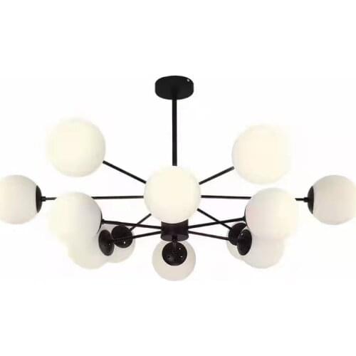 Mordern Droplight Black Gold Hanging Light Dining Glass Ball Classic LED Lamp Vintage Round Ball Industrial LOFT Lron Chandelier