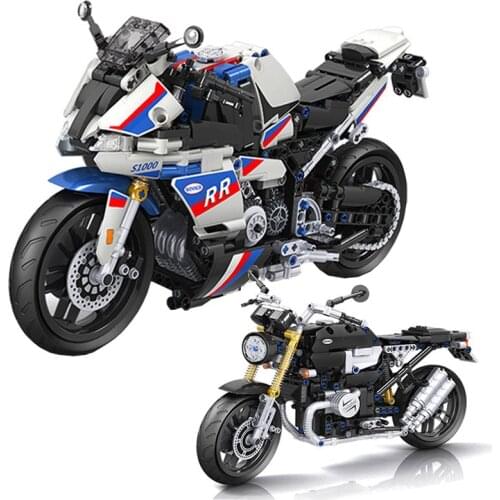 Technical Series Retro Motorcycle City Racing Speed Car Building Blocks Creator S1000 Heritage Motor Moc Model Bricks Toys Gifts