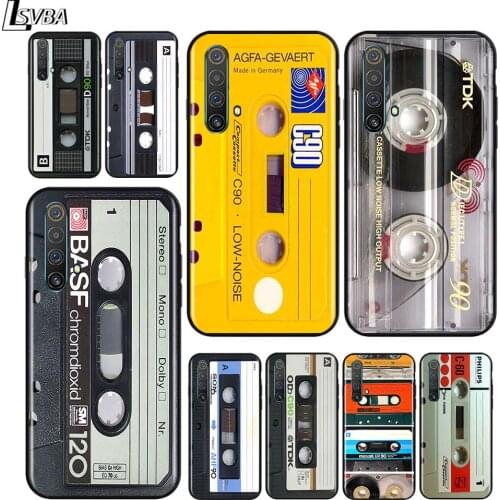 Vintage Magnetic Tape Cassette for OPPO Realme V15 X5 X3 X50 X7 X2 C17 C11 C3 C2 7 7i 6 6S 6i 5 Narzo 20 Pro Black Phone Case