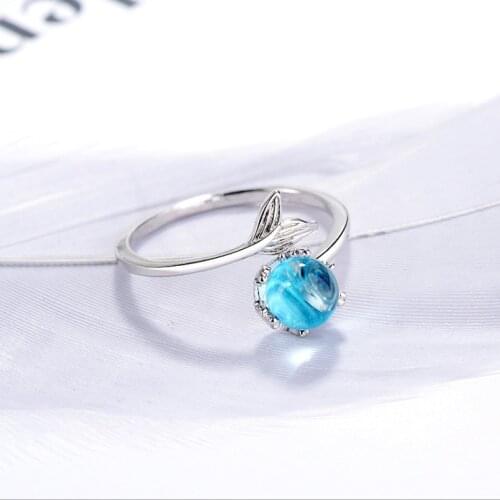 Luxury Brand Blue Crystal Ball Rings For Women Wedding Statement Jewelry Valentines Gifts Lover Finger Ring aneis bague femme