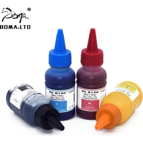 1Set 100ml*4color water based pigment ink for Hp 95u 952 953 954 955 7720 7740 7730 8710 8720 8715 8740 8210 8216 Printers