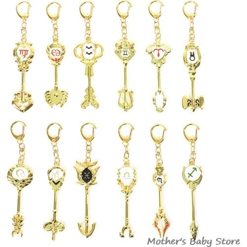 1 Pc Cartoon Anime Fairy Tail Zodiac Star Summons Key Twelve Constellation Keychain Cosplay Gift Lion Aquarius Virgo