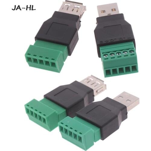 1Pcs USB Female To Screw Connectors USB2.0 Female Jack USB Plug With Shield Connector USB Female To Screw Terminal