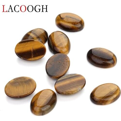 Fashion Bulk 10pcs/lot 10*14mm Round Flatback Tiger Eye Bead Cabochons Beads Natural Stone Beads for DIY Jewelry Making Supplies