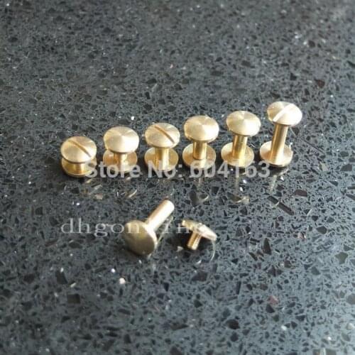 100 Sets Screwback Head Button 4 6 8 10 12 15 mm Domed Arc Stud Spot For Screw Chicago nail Solid Brass