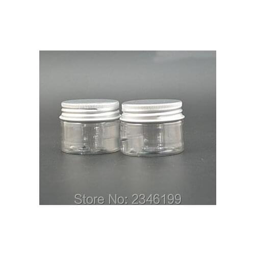 20G 20ML PET Jar, Transparent With Screw Aluminum Cap Plastic Cream Packing Can, Transparent Sample Packing Pot, 50pcs/lot