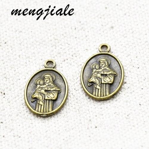 24pcs Bronze Color Metal Charms Oval Religion Pendants For DIY Jewelry Making
