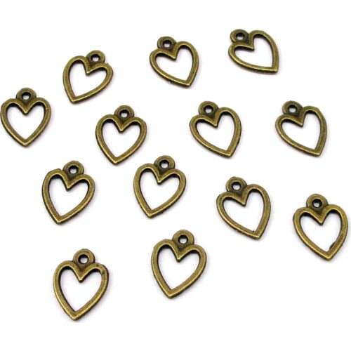 300pcs-Antique Bronze Tiny Heart Charms Pendant 11x8mm