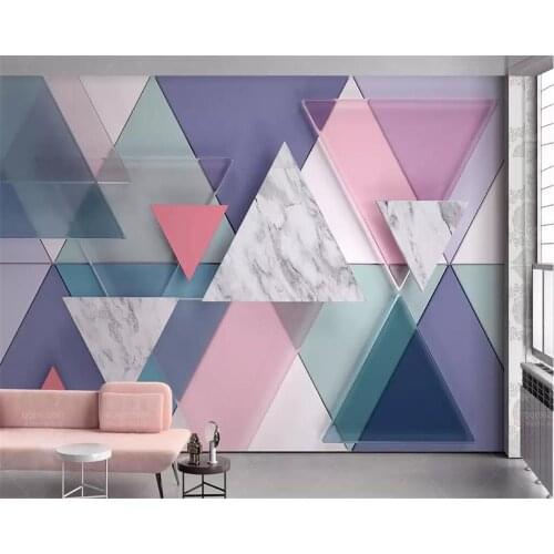 Beibehang Custom 3d wallpaper stereo photo mural triangle glass marble mosaic TV background wall papers home decor 3d wallpaper