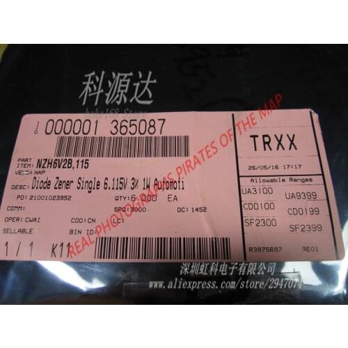 50pcs/lot NZH6V2B Diode Zener Single 6.115V 3% 1W Automotive 2-Pin SOD-123F