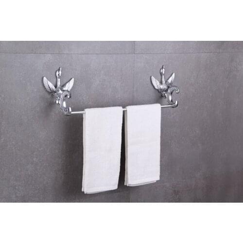 Free shipping CHROME finish Bathroom swan crystal single towel bar 22"Length New