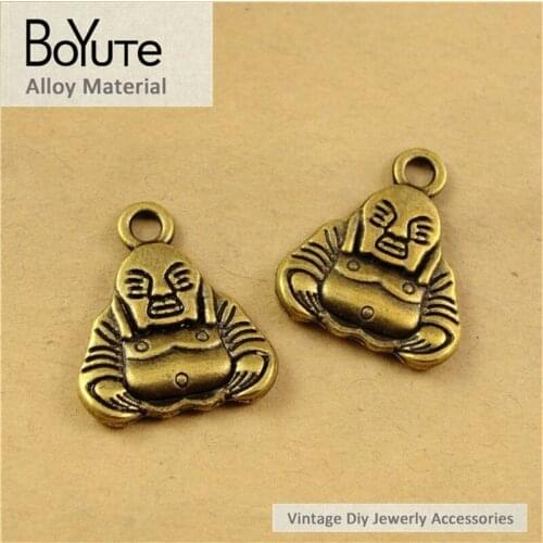 BoYuTe (40 Pieces/Lot) 20*17MM Vintage Maitrreya Buddha Accessories Parts Material Antique Bronze Pendant Diy for Jewelry Making