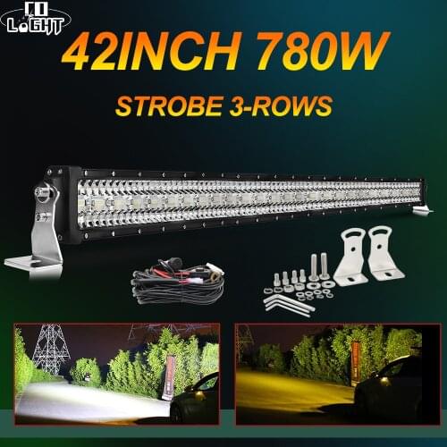 CO LIGHT 12D Strobe Offroad LED Light Bar 390W 585W 780W 3-Row Combo Beam Barra Led Bar 12V 24V LED Work Light for Lada 4x4 UAZ
