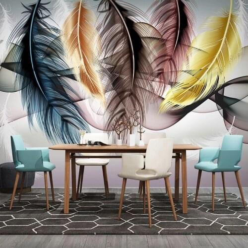 Colored Feathers Custom 3D Photo Wallpaper Home Decor Wall Painting Modern Living Room Sofa TV Background Mural Papel De Parede