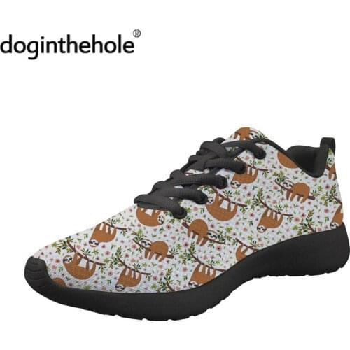 Doginthehole Cute Sloth Pattern Teen Girls Casual Vulcanized Shoes 2020 New Cartoon Animals Print Sneaker Women Sport Footwear