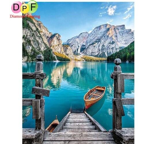DPF Full round Diamond Embroidery cross stitch landscape diy diamond mosaic painting handwork home Decor painting gift