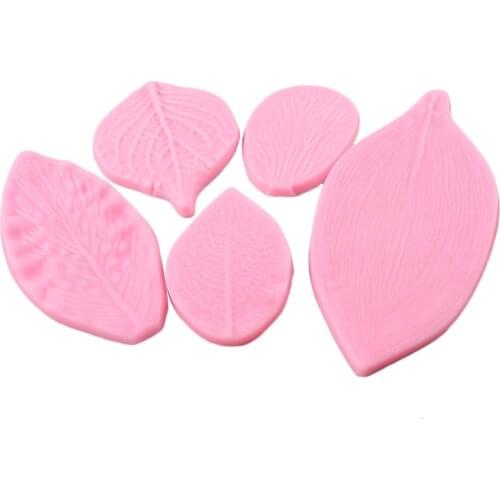 Food Silicone Cake Mold Set DIY 3D Leaves Shape Fondant Chocolate Tray Mould Ice Cream Mold Kitchen Tool Goods Utensils 5 PCS