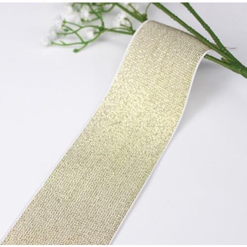49mm Gold White Elastic Stretch Webbing Ribbon Tape Band Belt Applique Sewing Supplies for Cloth Strap Hairband 20yard/T1142