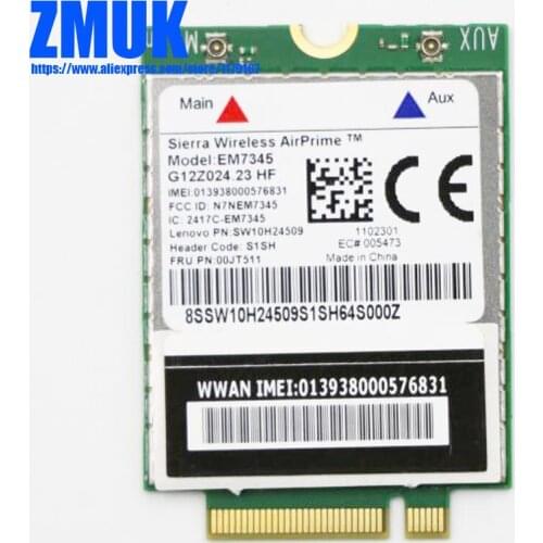 EM7345 4G WWAN Card For Lenovo Thinkpad Helix (20CG-20CH) Yoga 15 Series,P/N 00JT511 SW10H24509