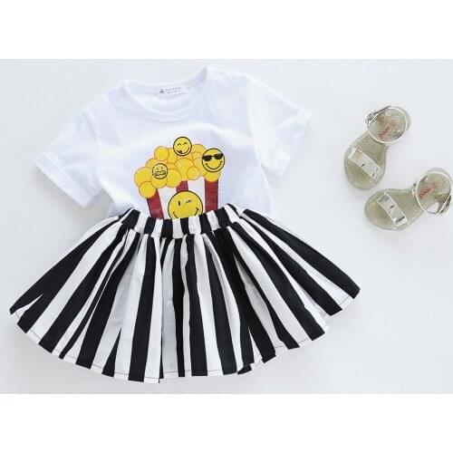 Girls' Cotton Skirt summer new female baby black and white striped dresses skirt umbrella skirt dress female