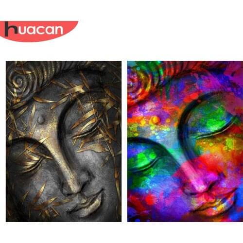 HUACAN 5D DIY Diamond Painting Full Round Square Religion Diamond Embroidery Cross Stitch Buddha Mosaic Home Decor