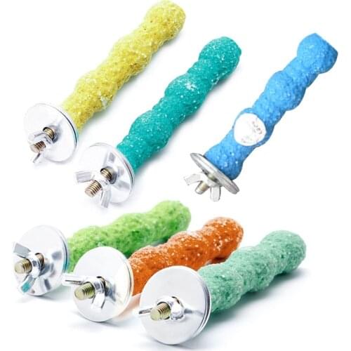 Pet Parrot Claw Beak Grinding Bar Standing Stick Perches Cage Cockatiel Parakeet Hanging Toy for Parrot Cage Accessories