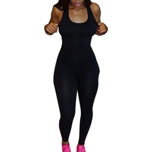Black Sexy Bodycon Jumpsuit Romper Sleeveless Bodysuit Women Zipper V Neck Jumpsuit Elegant Full Length Polyester hot 2020