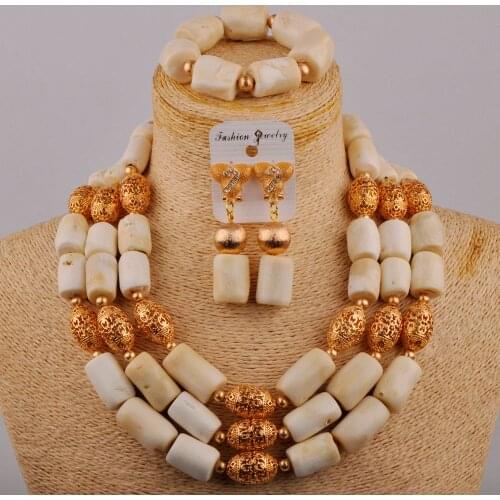 Costume African Jewelry Set White African Coral Beads Set Nigerian Weding Bridal Coral Set