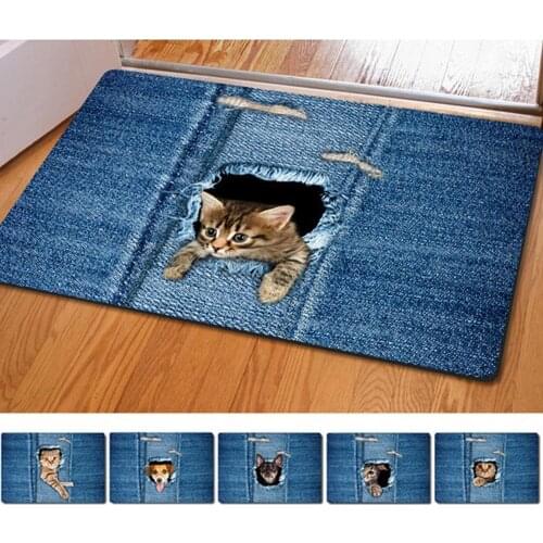 Bathroom Door Mat Cute Cat Foot Painting Anti-slip Mat Bathroom Mat Door Mat Outdoor Decoration Floor Mat for Home Entrance