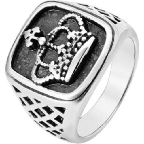 Fashion Mens and Womens Vintage Crown Personality Mens Stainless Steel Single Ring Ring Birthday Party Jewelry