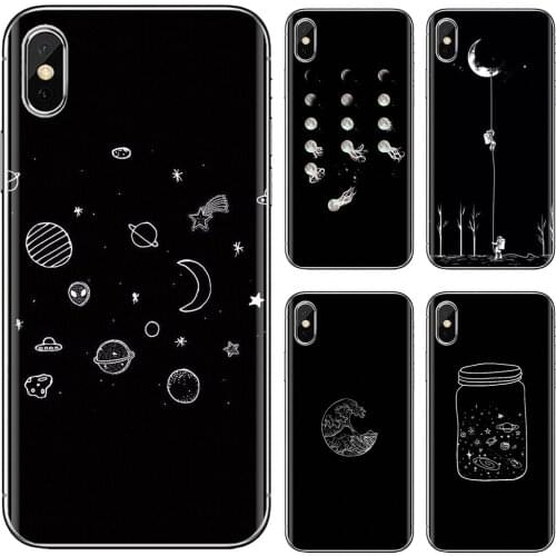 For HTC U11 U12 One X9 M7 M8 A9 M9 M10 Plus Desire 630 530 626 628 816 820 830 Soft Case black white moon stars space astronaut