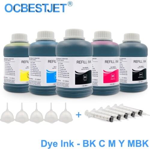 5x250ML Universal Dye Ink Refill Ink Kit For Epson Stylus Pro 7700 9700 T3000 T5000 T7000 T3200 T5200 T7200 T3270 T5270 T7270