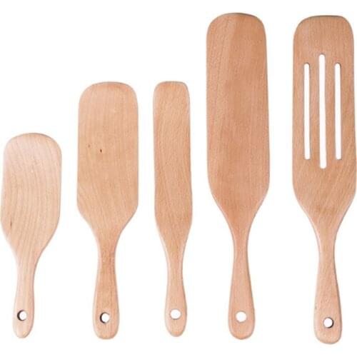 5-Piece Set Of Beech Wood Kitchenware Cooking Frying Spatula Wooden Spatula Household Steak Wooden Spatula