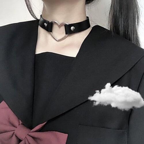 Fashion PU Leather Heart Choker Necklace Women Chocker Necklaces Punk Statement Jewelry Collier Wedding Bride Jewelry Gift