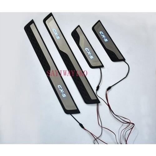 FIT For Mazda CX-5 Cx5 2018 2017 Door LED Sill Scuff Plate Welcome Pedal Stainless Steel Car Styling Car Accessories