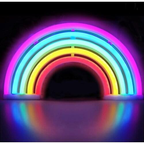 Rainbow Neon Signs LED Colorful Pink Light for Dorm Decor Purple Desktop Lamp Decoration Neon Sign Wallpaper Christmas Neon Bulb