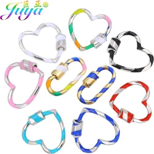 Juya 4pcs/Lot Wholesale DIY Colorful Screw Locket Accessories Enamel Carabiner Clasps For HandMade Punk Jewellry Making Supplies