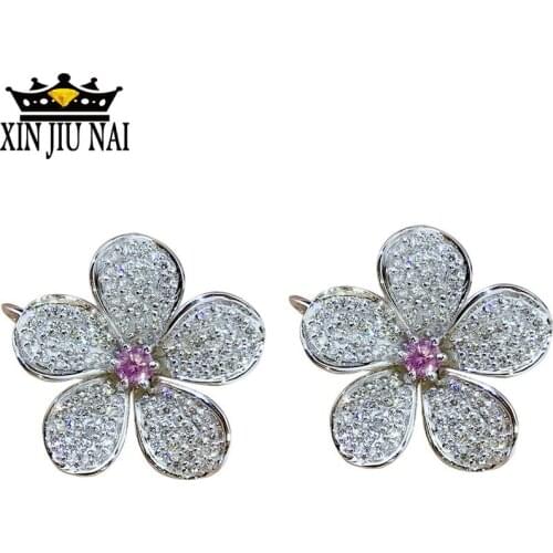 Luxury exaggerated full diamond flower super sparkling earrings for women Exquisite Royal nobility Valentines Day present