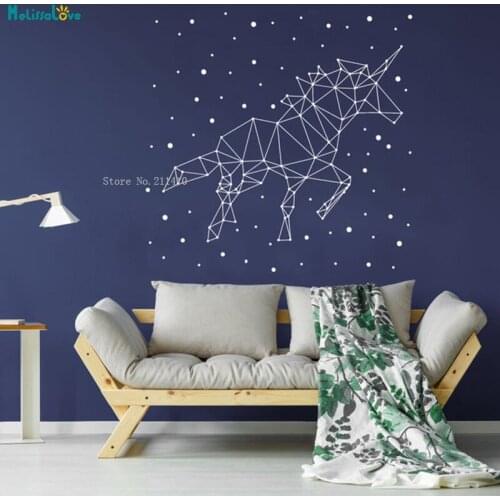 Lovely Mythical Horse Stars Constellation Wall Sticker For Kids Baby Nursery Nebula Sky Decor Vinyl Cute Murals Removable YT3653
